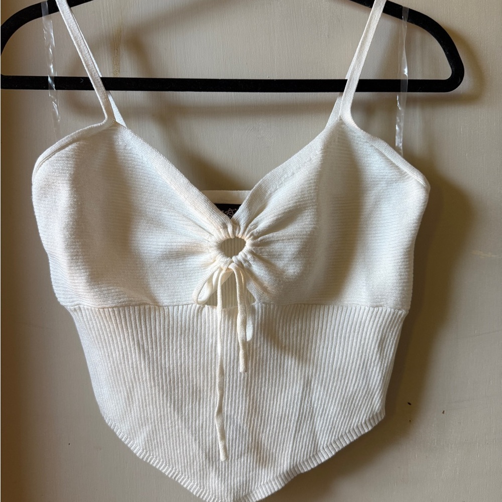 Off-White Ribbed Knit Tank Top